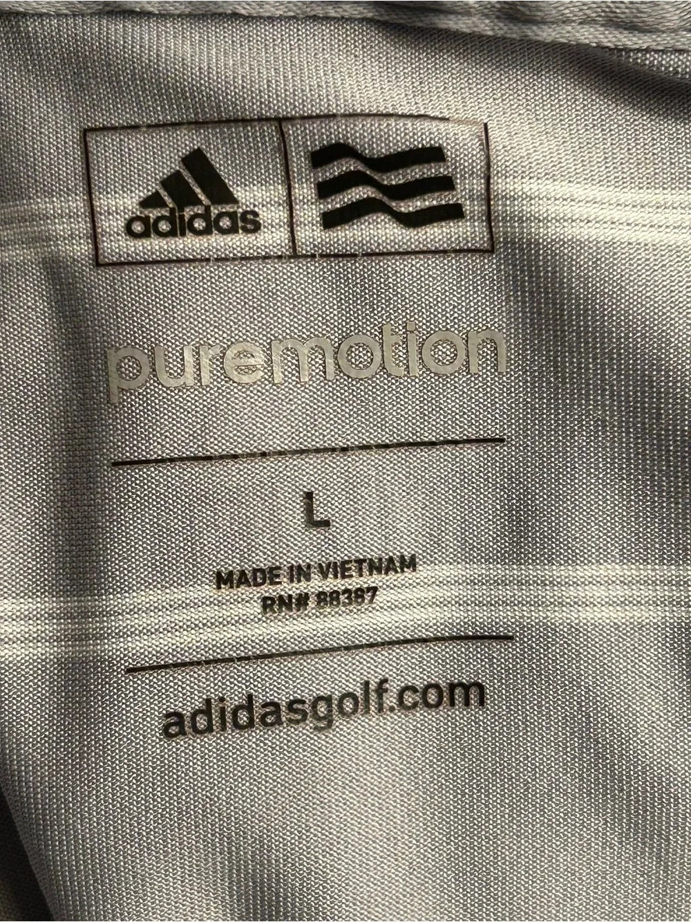Adidas Puremotion Men’s‎ Gray Striped Golf Polo Shirt Large Performance Athletic